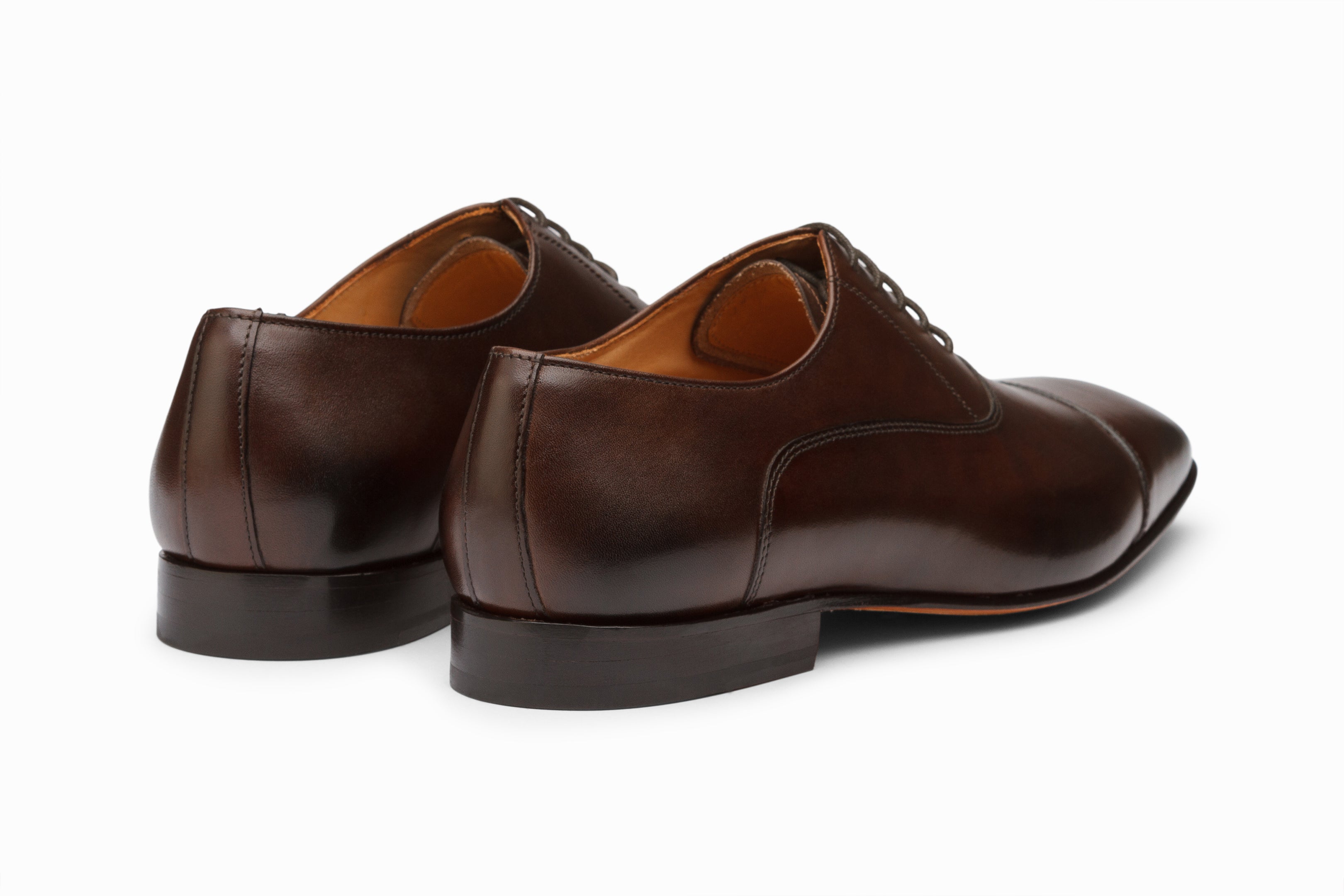 Messico Men’s Brown Leather Cap Toe Oxford Shoes Size 11.5 Alessio Burnished Brown Cap toe Oxford main image 3