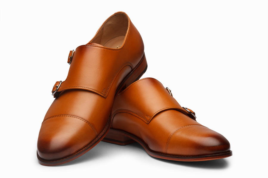 Cap Toe Double Monkstrap - Tan
