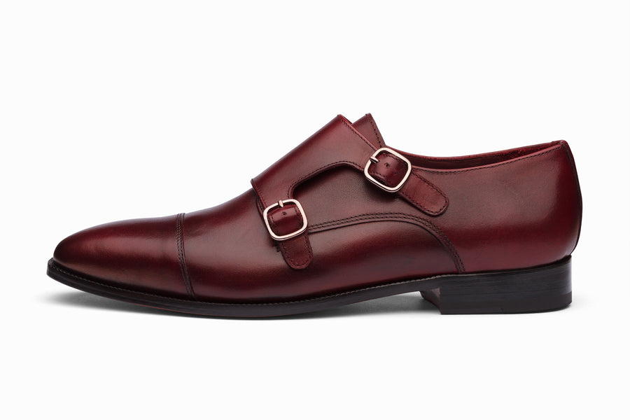 Toecap Double Monks - Dark Burgundy