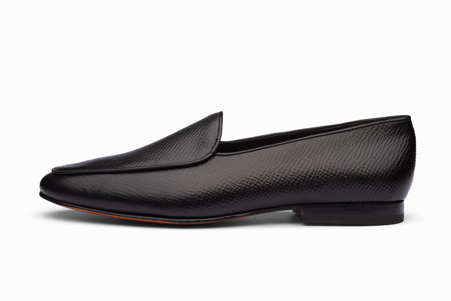 Belgian Loafers- Black Hatch Grain