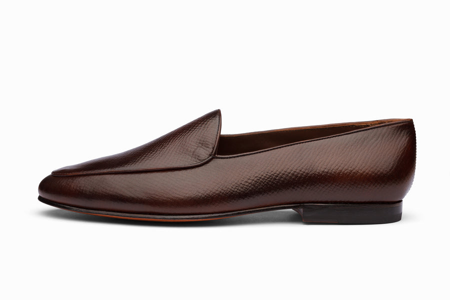 Belgian Loafers- Dark Brown Hatch Grain