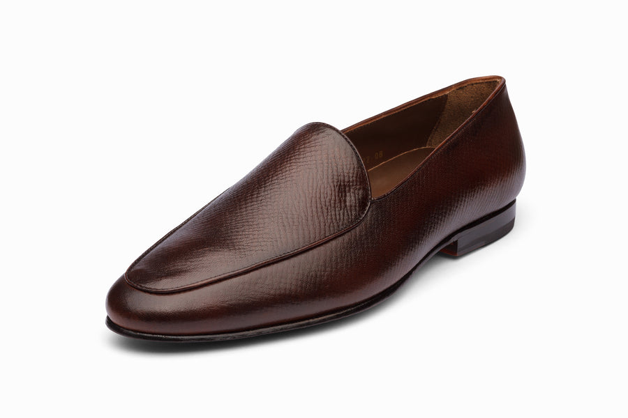 Belgian Loafers- Dark Brown Hatch Grain