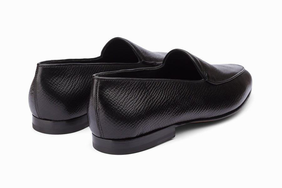 Belgian Loafers- Black Hatch Grain