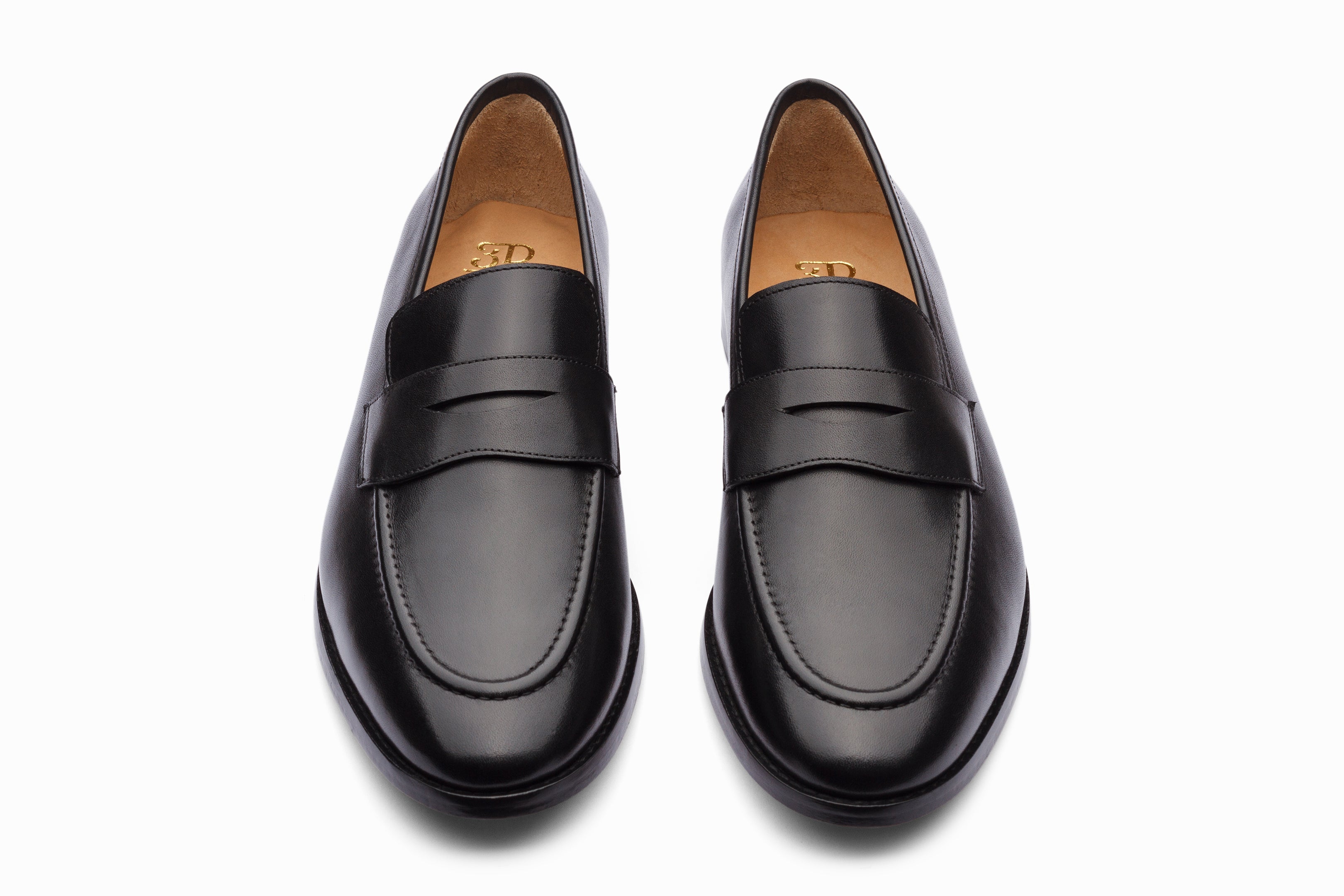 Piombo Black Leather Penny Slip-On Loafers Santoni Famed Leather Penny Loafers | Neiman Marcus main image 2