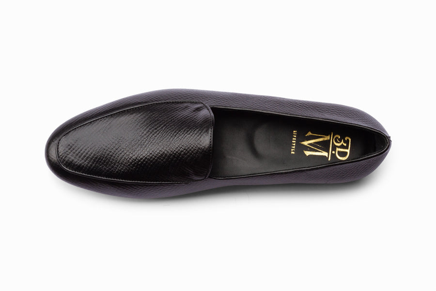 Belgian Loafers- Black Hatch Grain