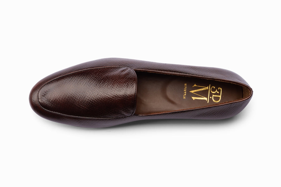 Belgian Loafers- Dark Brown Hatch Grain