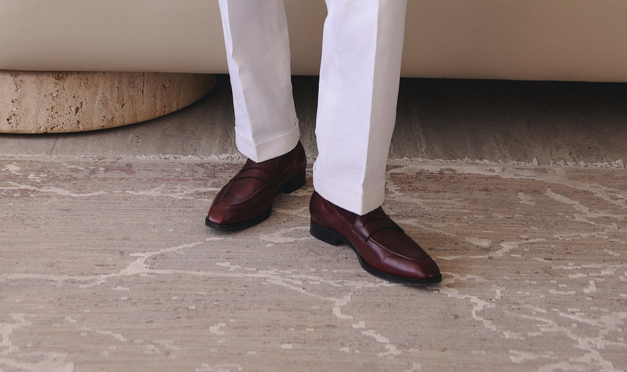 Buy Vegano Penny Loafers - Dark Burgundy colour shoe for men online UK 12 / US 13 / EUR 46 / Dark Burgundy