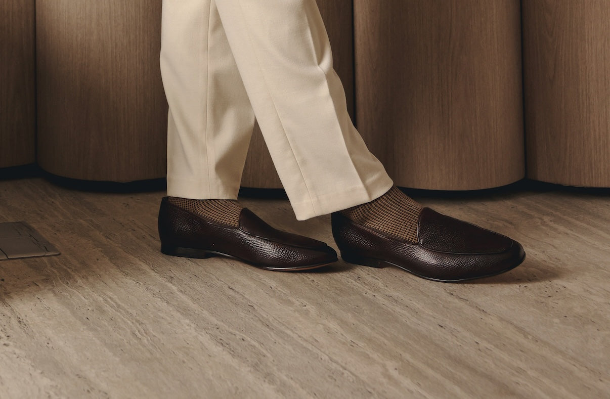 Belgian Loafers Dark Brown Hatch Grain | Men's Slip-On
