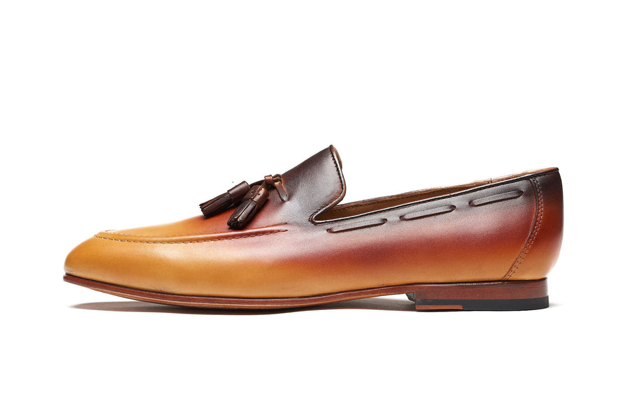 Tassel Loafers - Tan & Brown Patina - MTO 5 Weeks