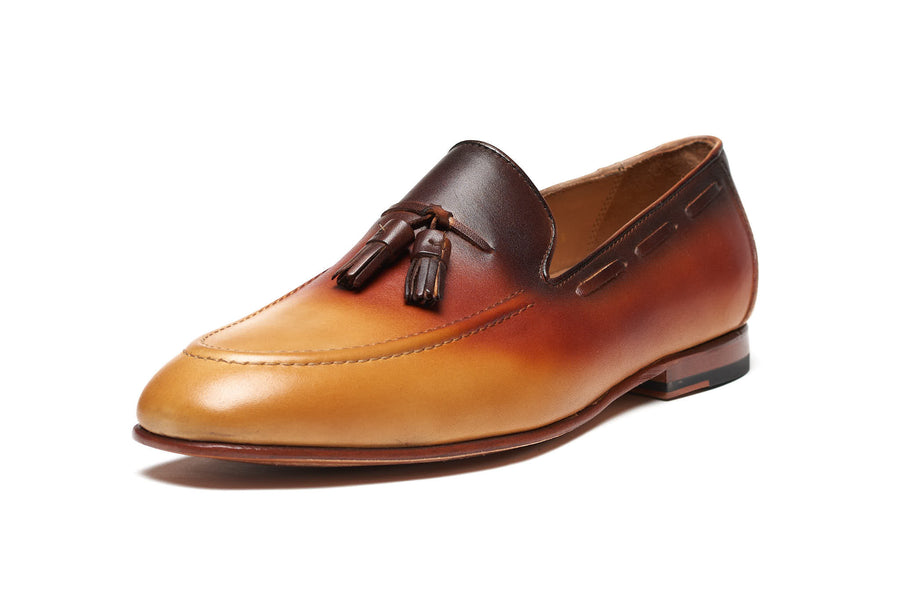 Tassel Loafers - Tan & Brown Patina - MTO 5 Weeks