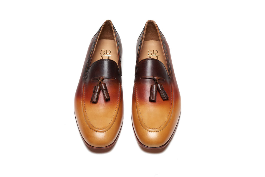 Tassel Loafers - Tan & Brown Patina - MTO 5 Weeks