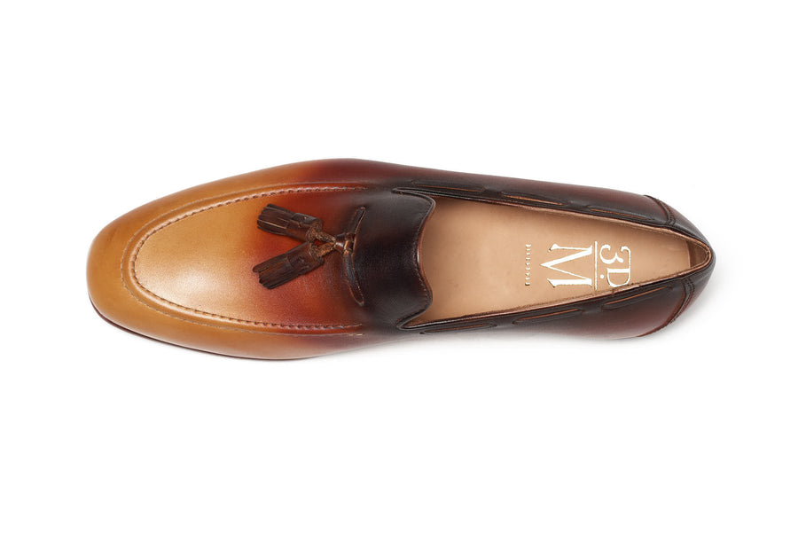 Tassel Loafers - Tan & Brown Patina - MTO 5 Weeks
