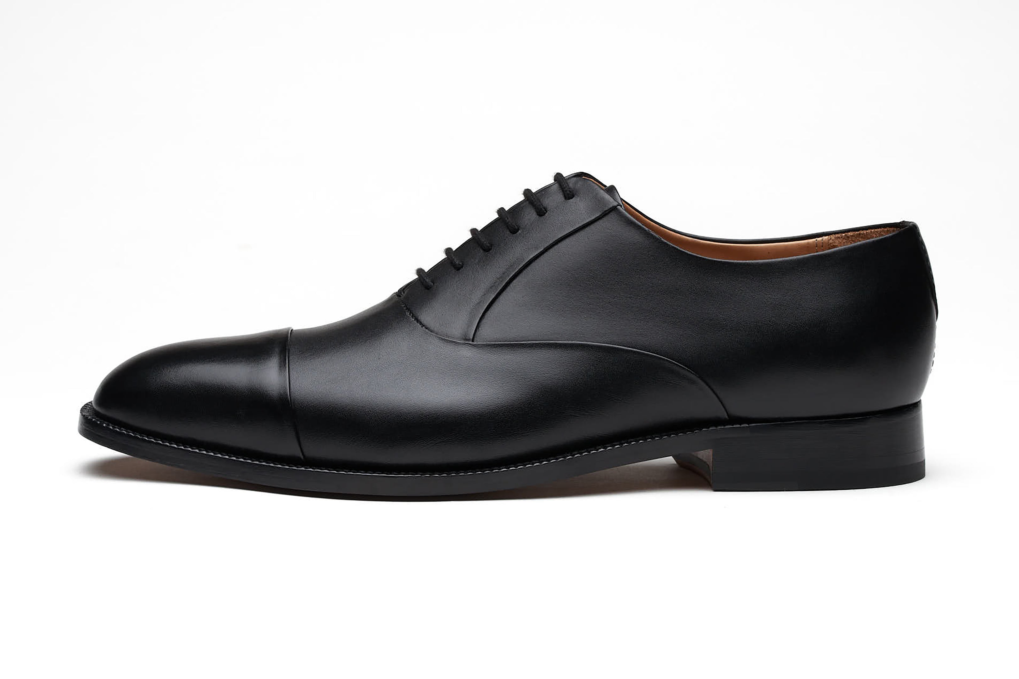 Buy Triple Stitch Cap Toe Oxford - Black colour shoe for men  display picture 2