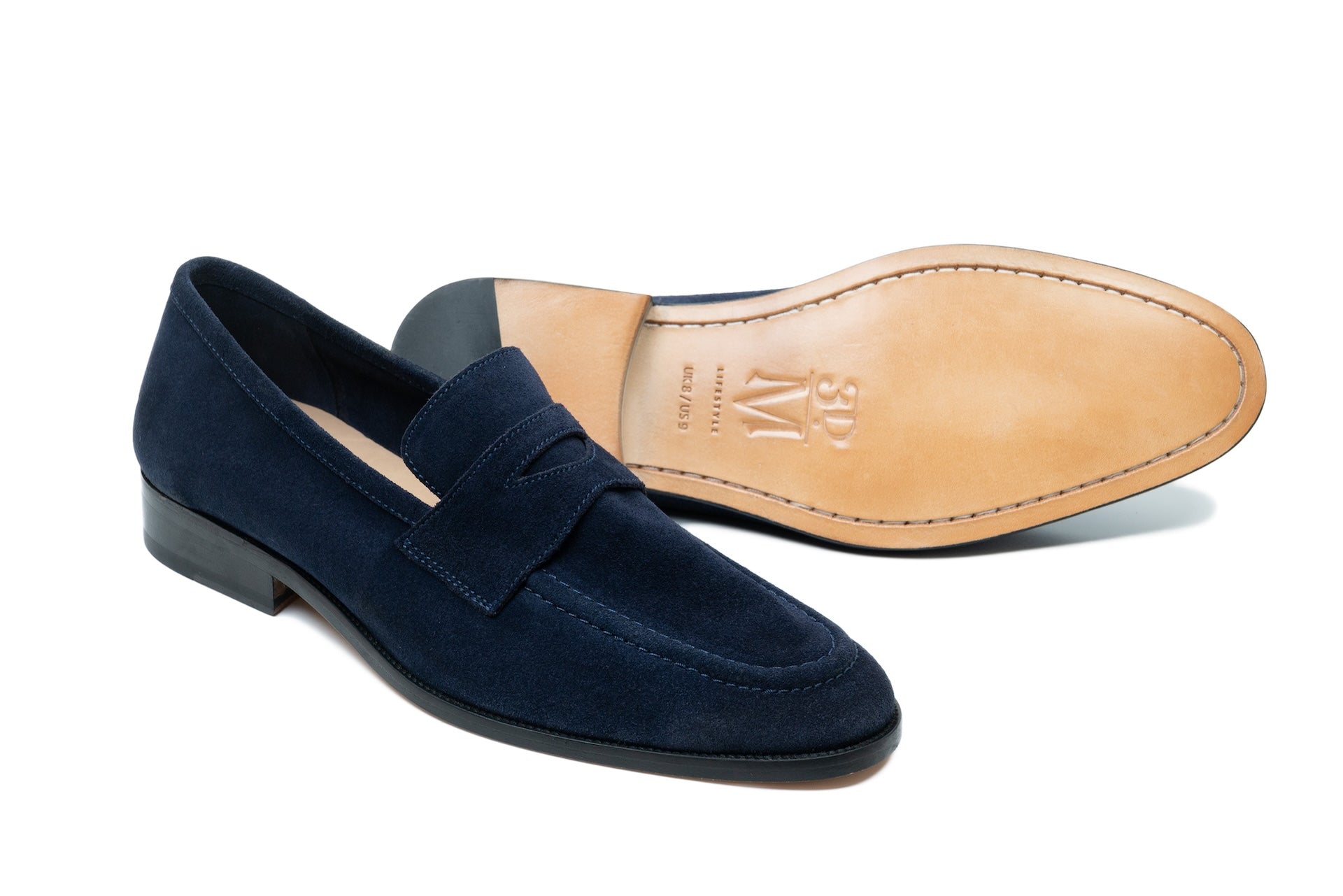 Soft Penny Loafers Navy Suede | 3DM Lifestyle display picture 2