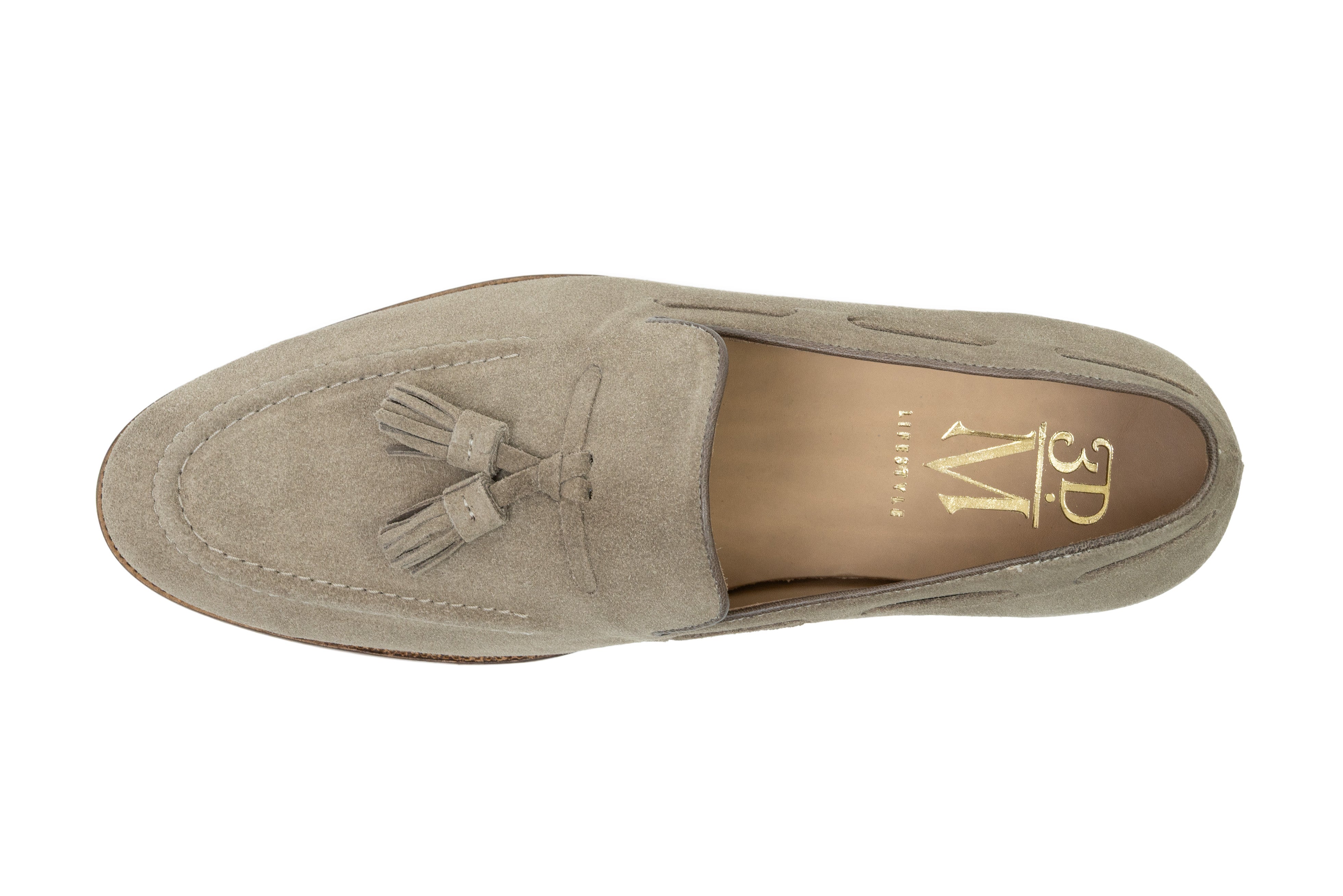 Tassel Loafers Taupe Suede | Handcrafted | 3DM Lifestyle display picture 1