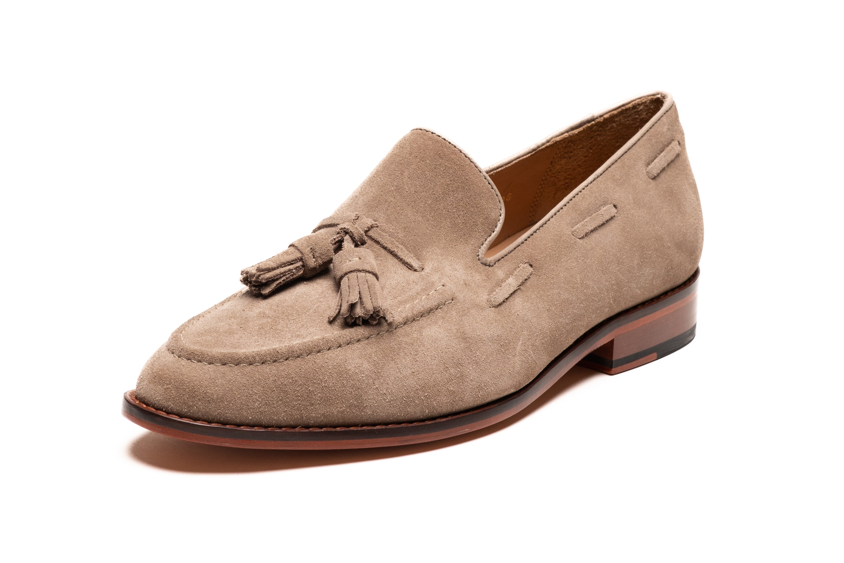 Salvatore Ferragamo Taupe Suede Tassel Loafers Tassel Loafers - Taupe Suede – 3DM Lifestyle main image 3