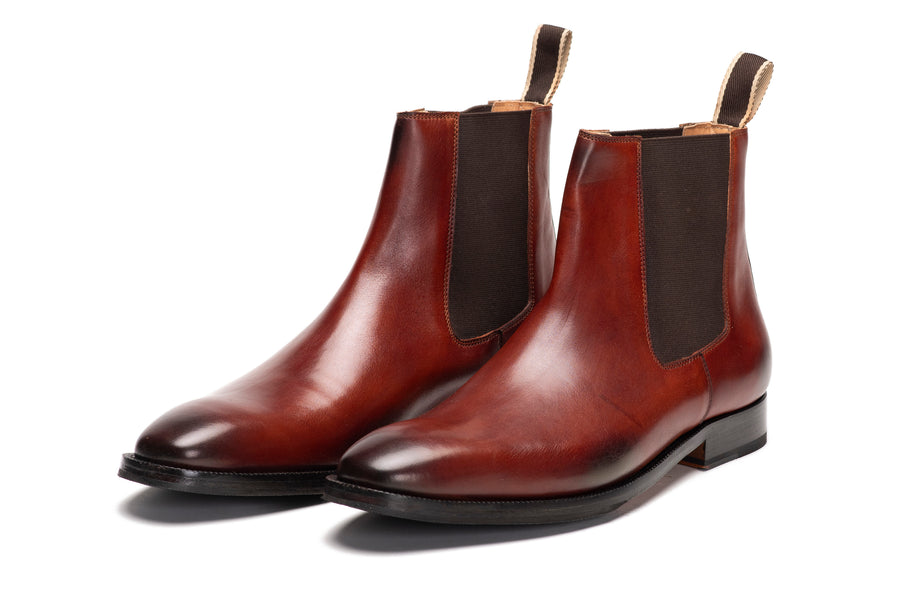 Chisel Toe Chelsea Boot - Dark Cognac