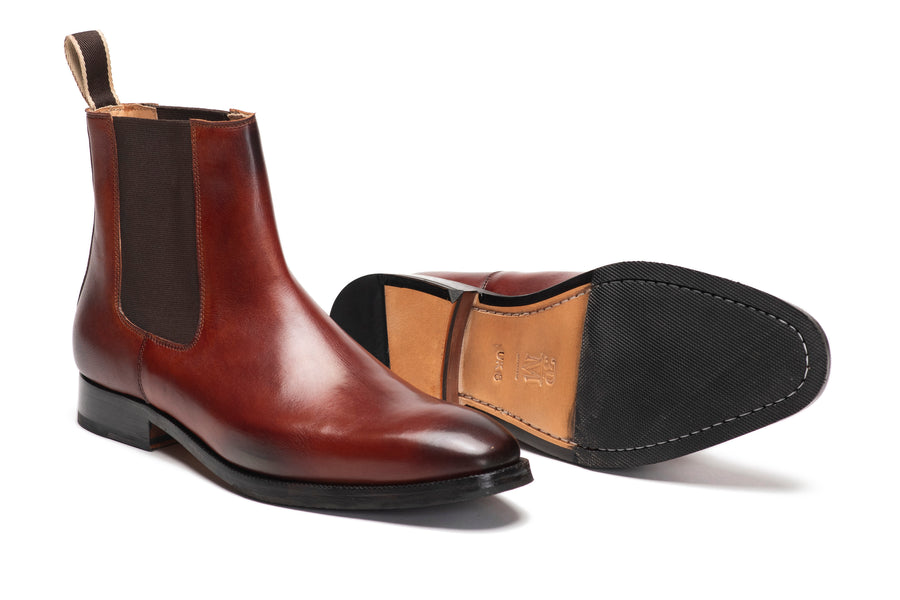 Chisel Toe Chelsea Boot - Dark Cognac