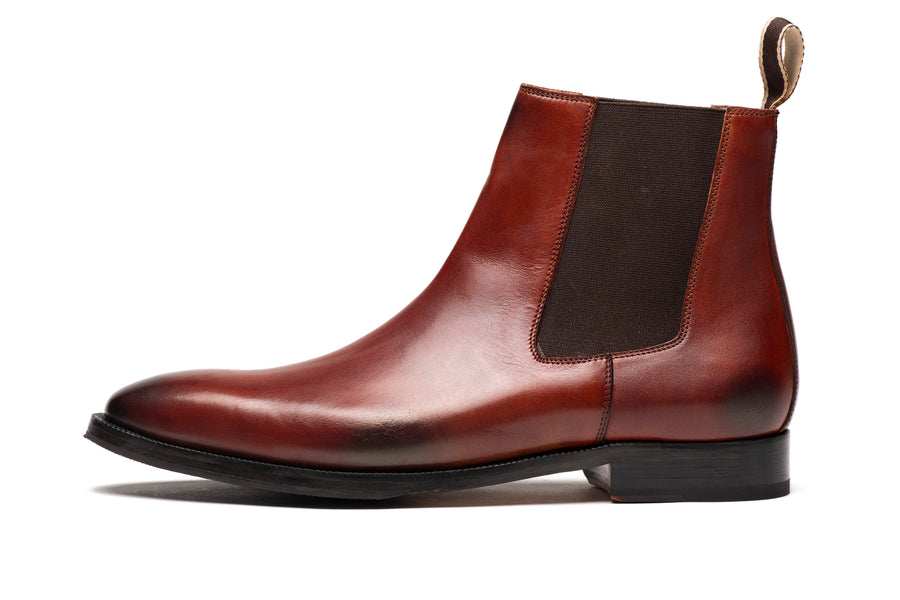 Chisel Toe Chelsea Boot - Dark Cognac