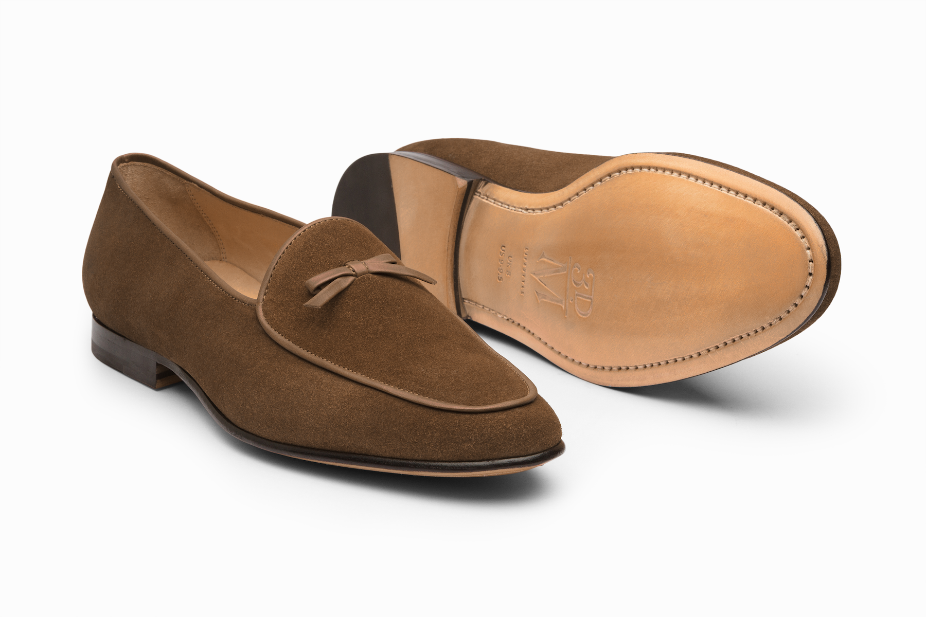 Brown Leather Belgian Loafers with Bow Detail WGB22048_1_enlarged.jpg?auto=  main image 2
