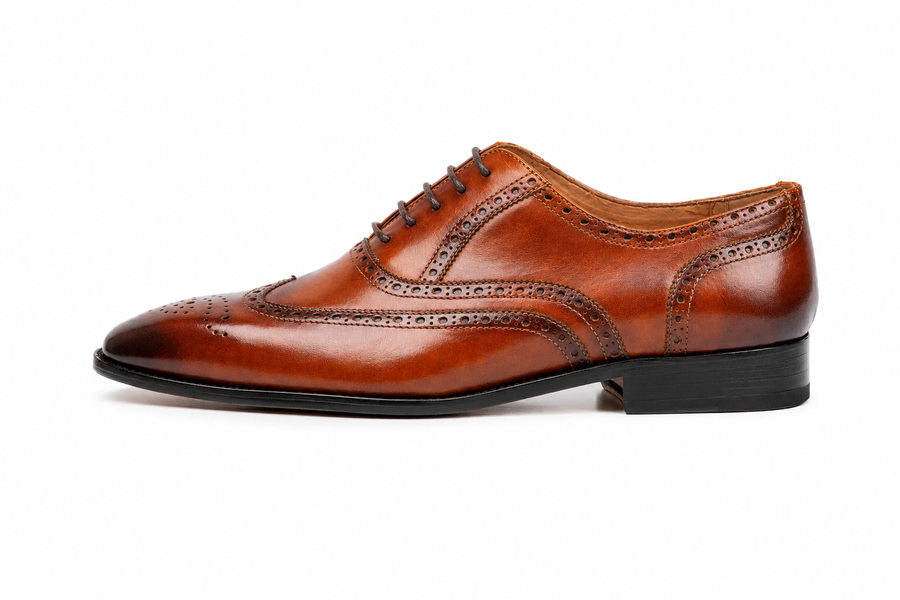 Tan Patina Full Brogue Wingtip Oxford | 3DM Lifestyle