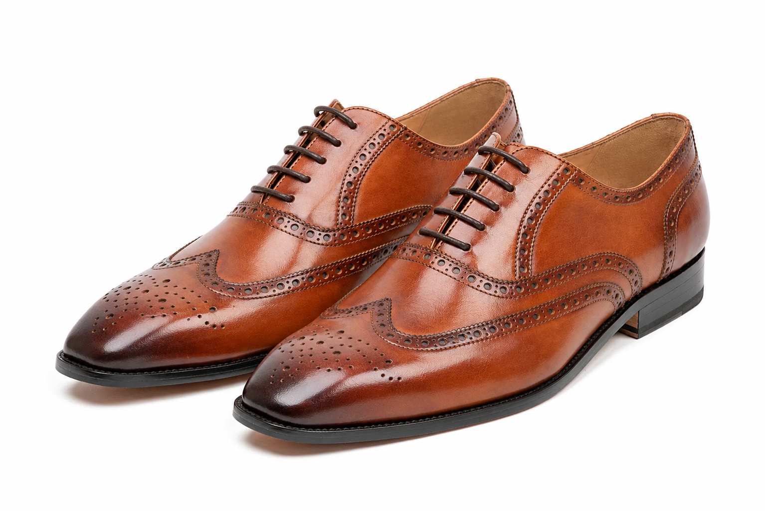 靴 Full Brogue Wingtip Oxford British Style Tan Patina Full Brogue Wingtip Oxford | 3DM Lifestyle