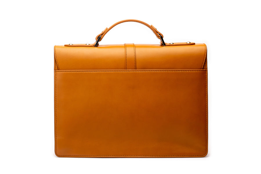 Leather Laptop Briefcase - Tan