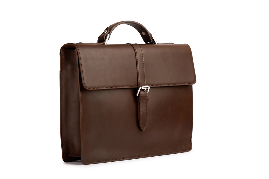 Leather Laptop Briefcase - Dark Brown