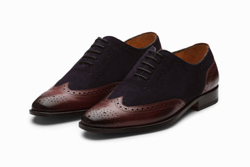 Wingtip Oxford - Burgundy/Navy Suede