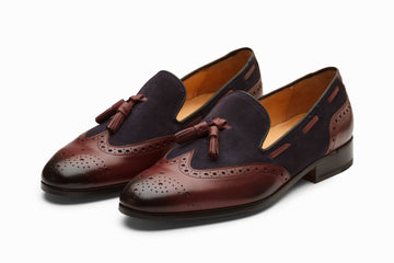 Wingtip Brogue Tassel Loafers - Burgundy