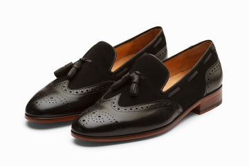 Wingtip Brogue Tassel Loafers - Black
