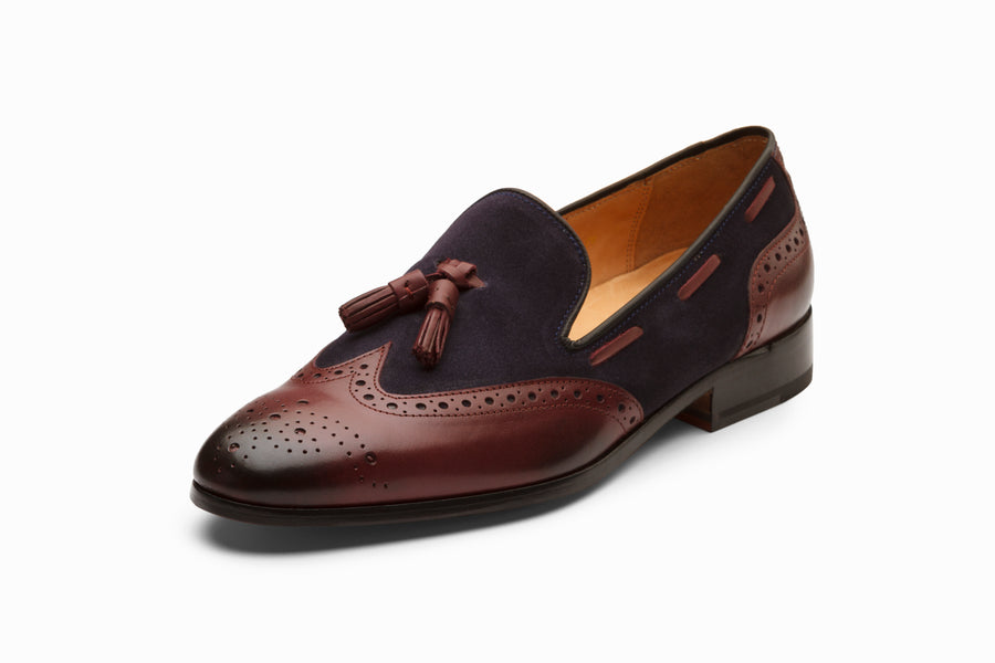 Wingtip Brogue Tassel Loafers - Burgundy - MTO 5 Weeks