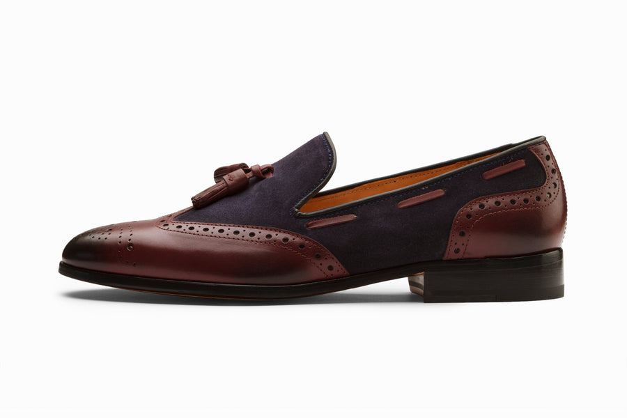 Wingtip Brogue Tassel Loafers - Burgundy - MTO 5 Weeks