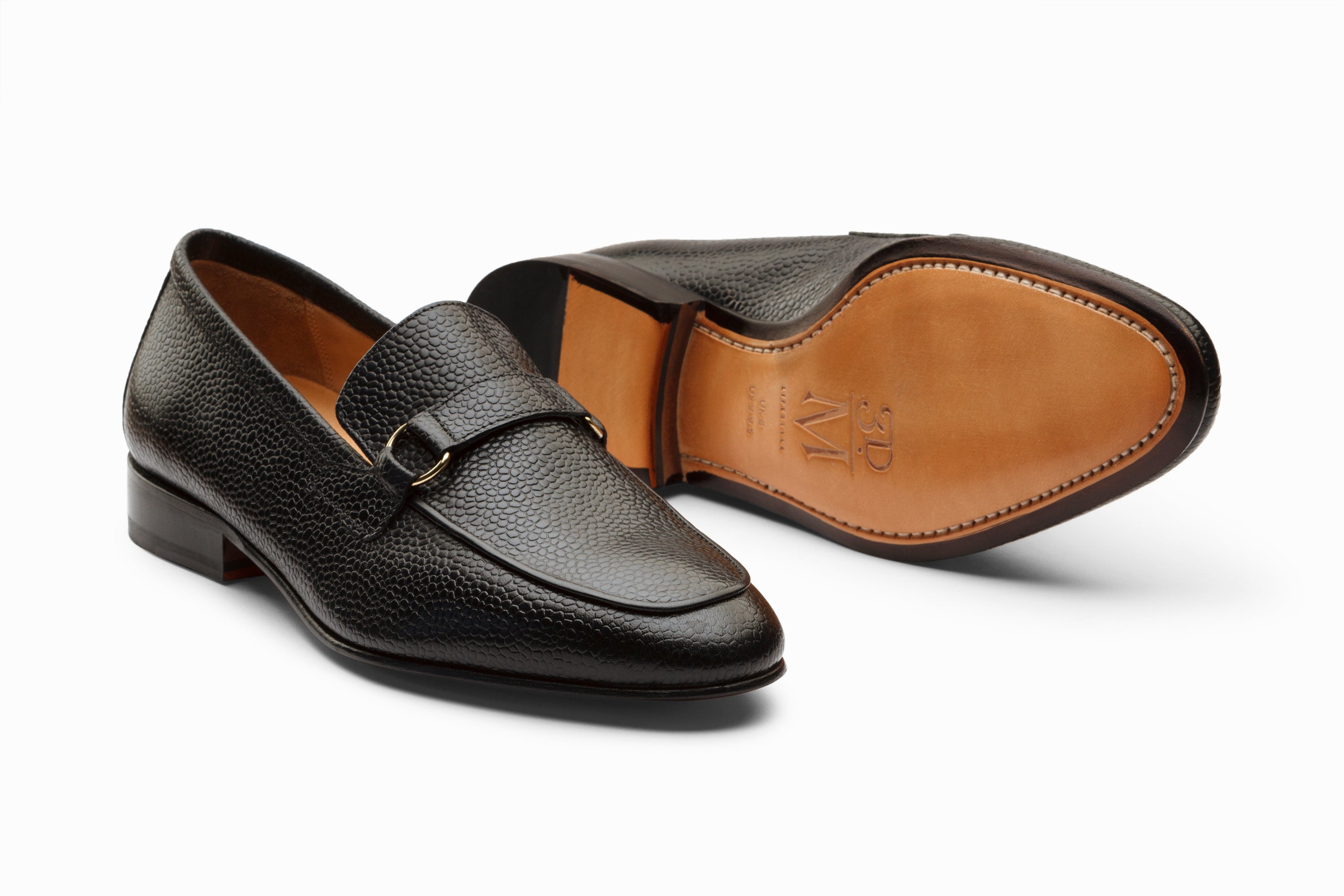 Buy Lorenzo Leather Loafers- Black Grain colour shoe for men 