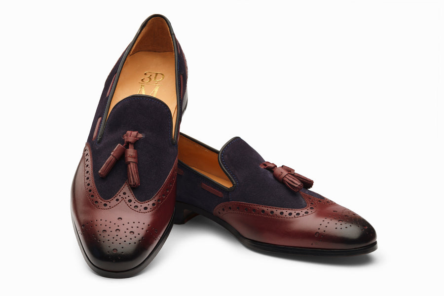 Wingtip Brogue Tassel Loafers - Burgundy - MTO 5 Weeks