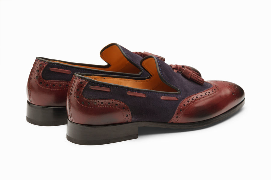 Wingtip Brogue Tassel Loafers - Burgundy - MTO 5 Weeks