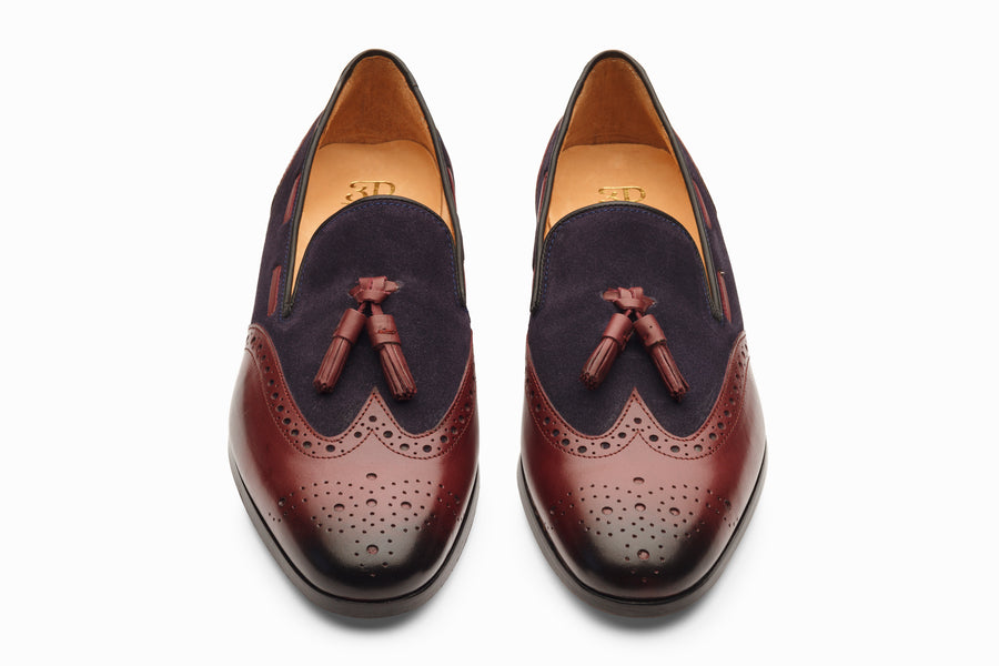 Wingtip Brogue Tassel Loafers - Burgundy - MTO 5 Weeks