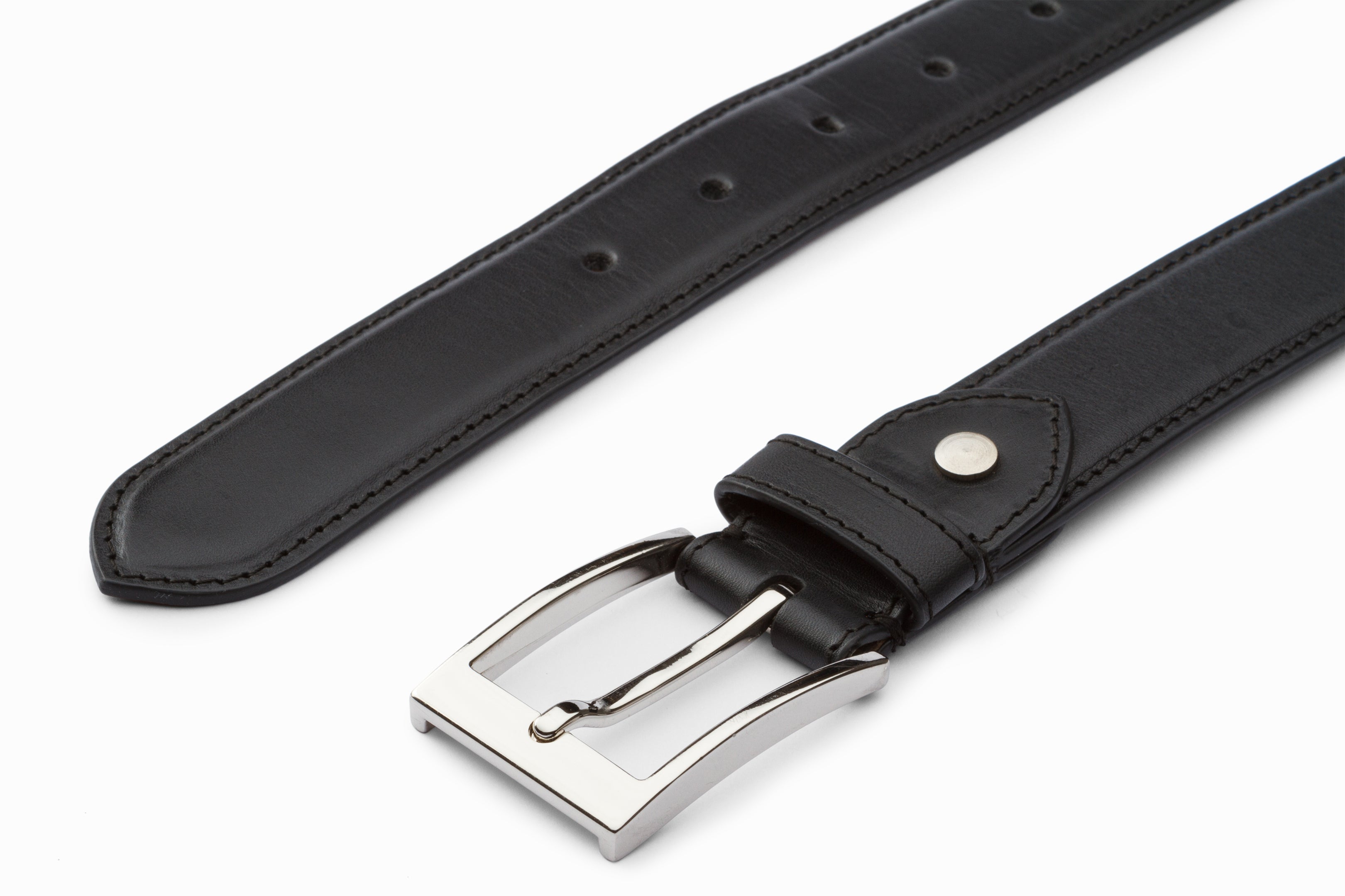 Men's Black Leather Dress Belt – Handcrafted Calfskin
