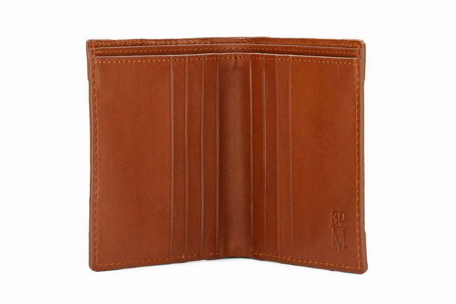 Hip Fold Leather Wallet - Crocodile Brown