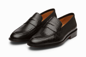 Penny Loafer- Crocodile Black