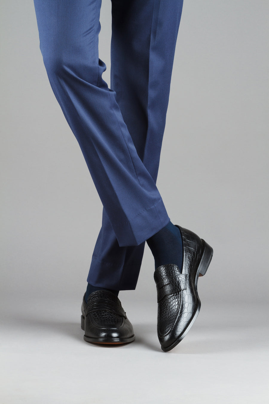 Penny Loafer- Crocodile Black - MTO 5 Weks