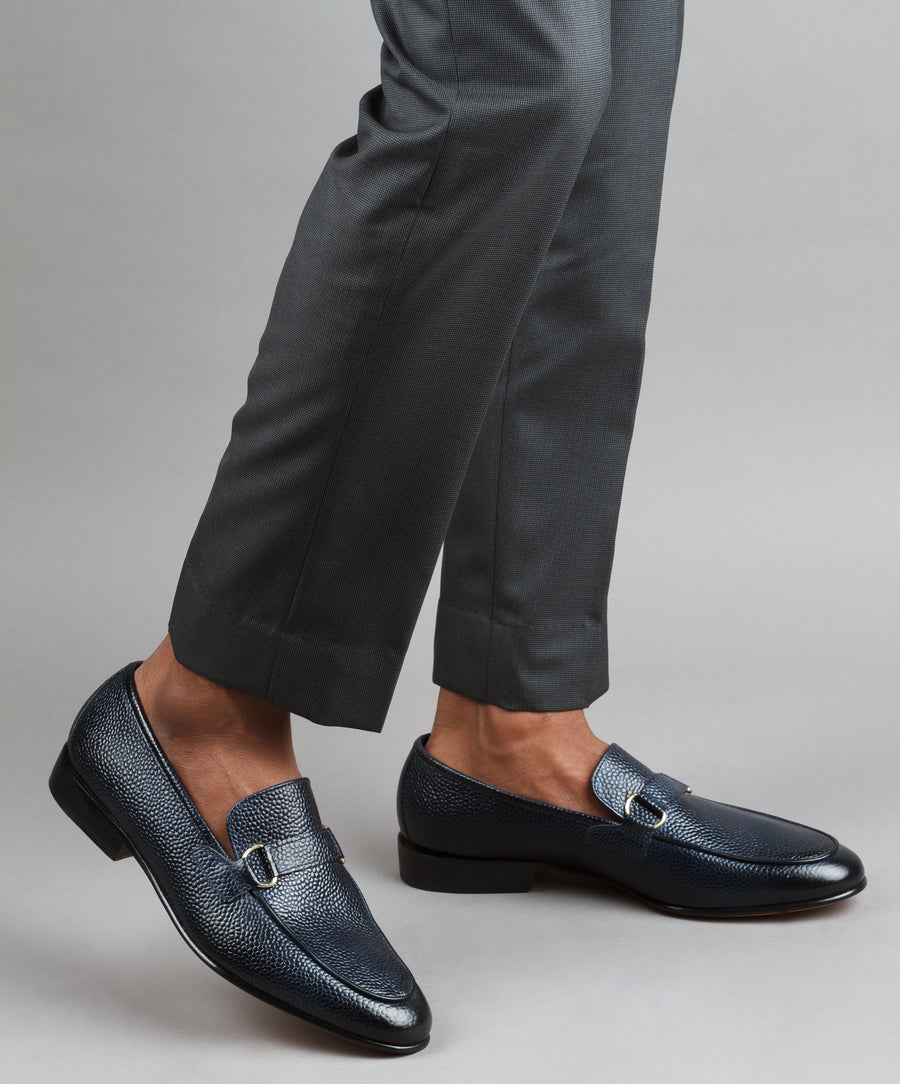 Lorenzo Leather Loafers- Navy Grain - MTO 5 Weeks