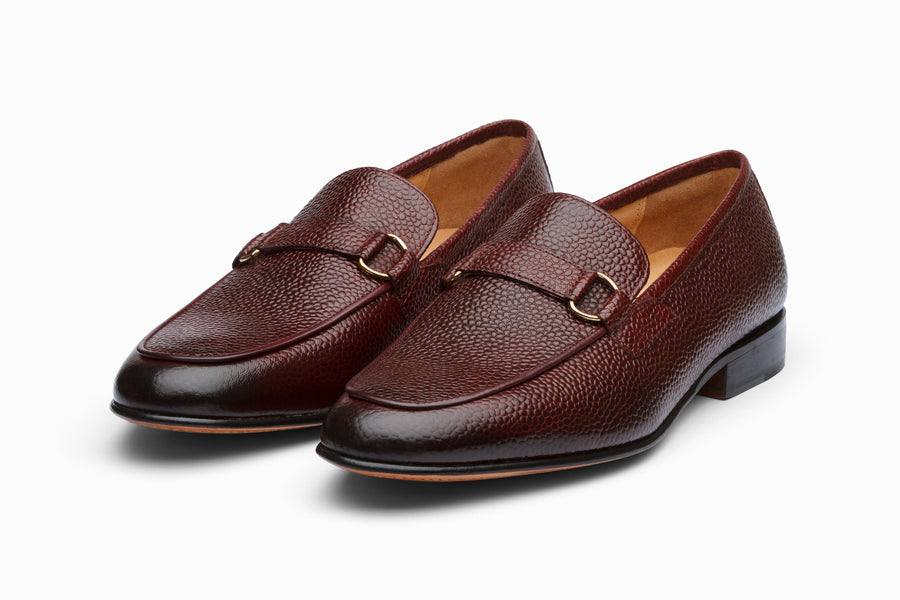 Lorenzo Leather Loafers- Burgundy Grain