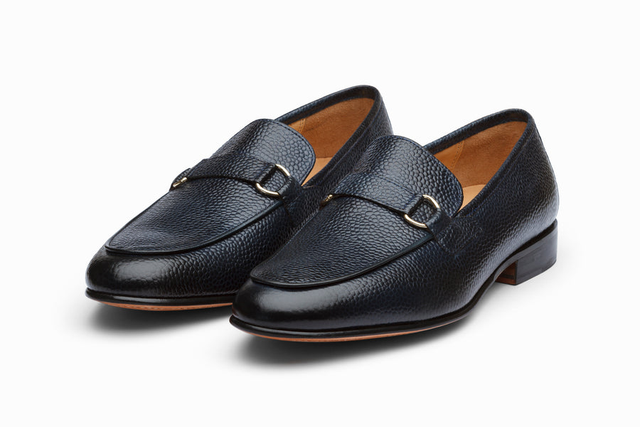 Lorenzo Leather Loafers- Navy Grain