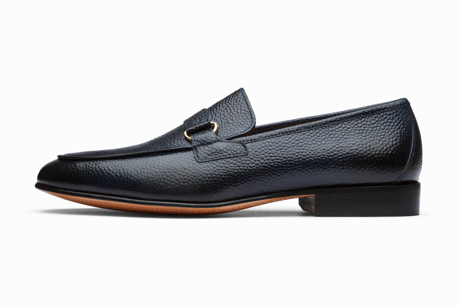 Lorenzo Leather Loafers- Navy Grain - MTO 5 Weeks