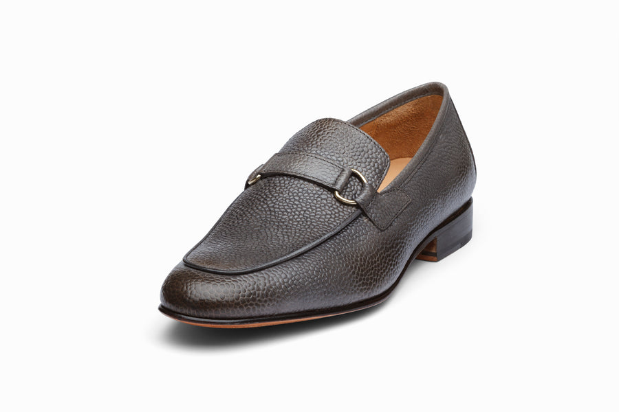 Lorenzo Leather Loafers- Grey Grain - MTO 5 Weeks