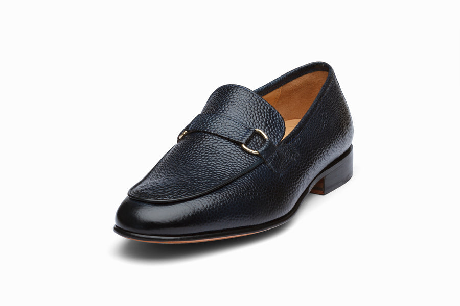 Lorenzo Leather Loafers- Navy Grain - MTO 5 Weeks
