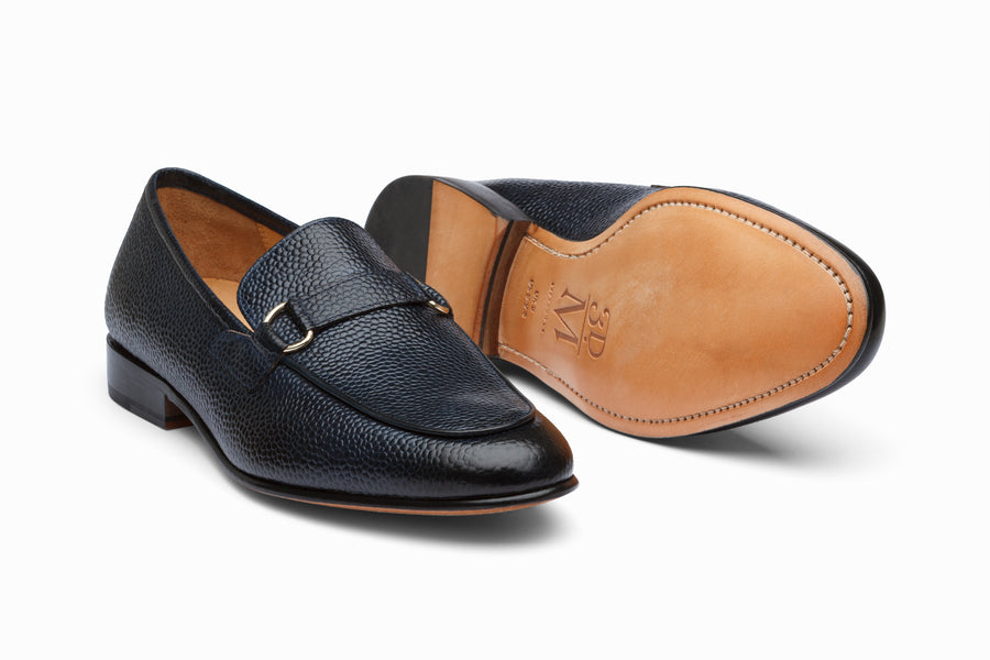 Lorenzo Leather Loafers- Navy Grain - MTO 5 Weeks