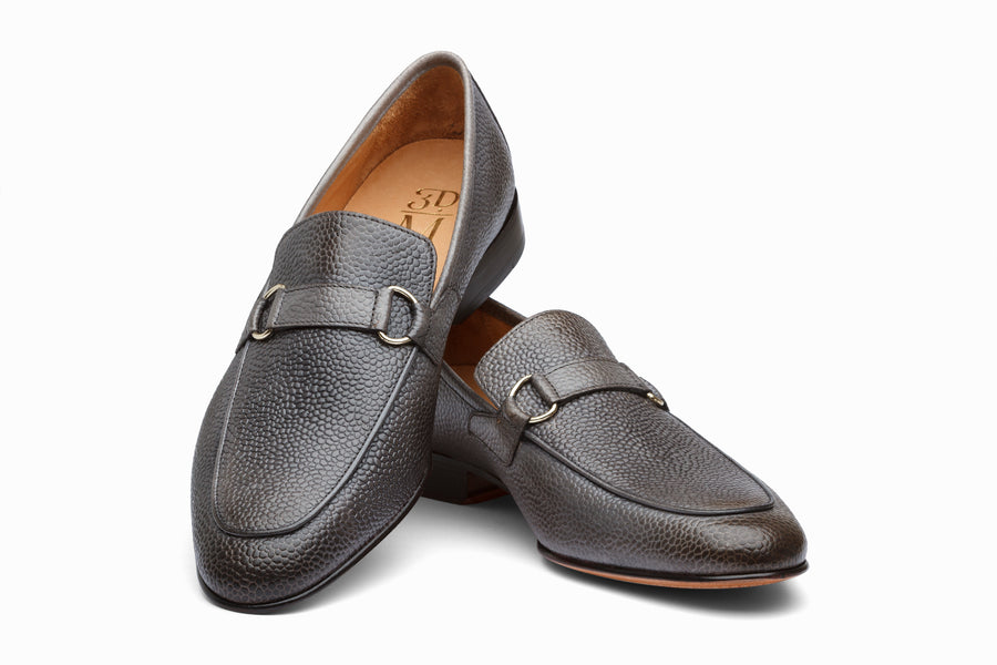 Lorenzo Leather Loafers- Grey Grain - MTO 5 Weeks
