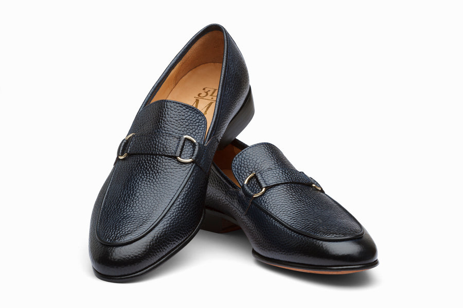 Lorenzo Leather Loafers- Navy Grain - MTO 5 Weeks